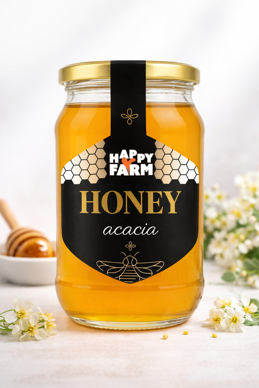 Happy Farm Acacia Honey – 35.3 oz (1 kg) Glass Jar