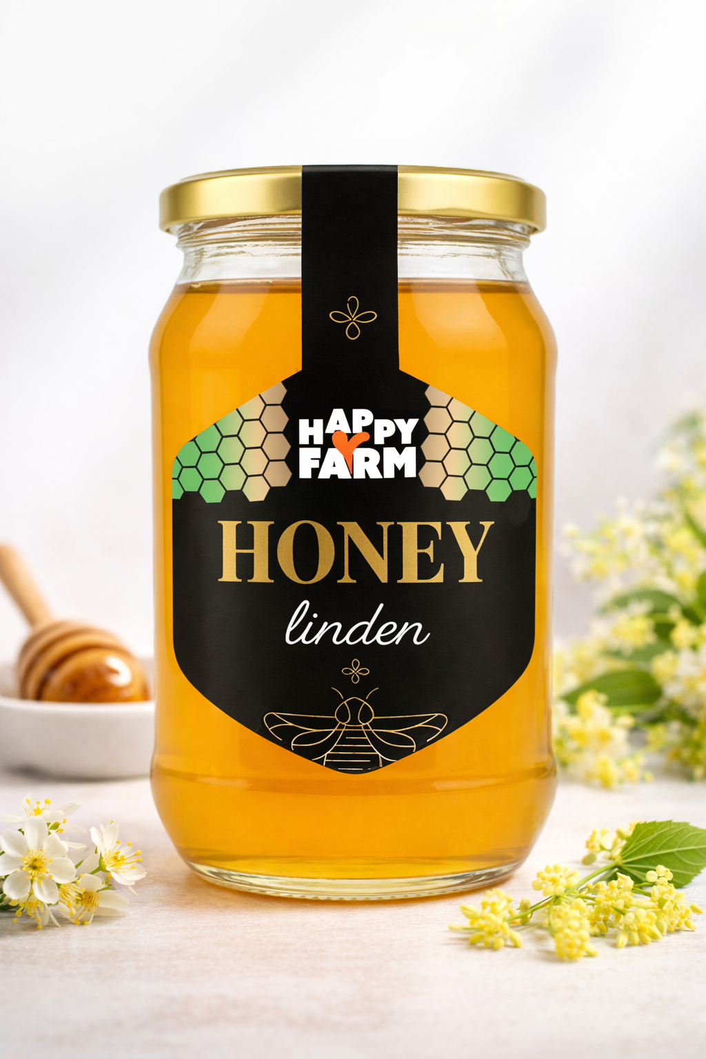 Happy Farm Linden Honey – 35.3 oz (1 kg) Glass Jar