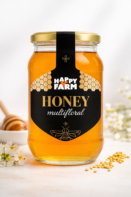 Happy Farm Multifloral Honey – 35.3 oz (1 kg) Glass Jar